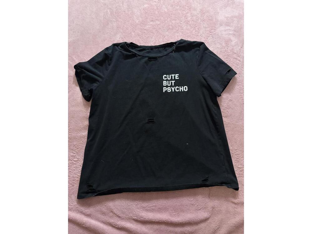 Black T-Shirt with 'Cute But Psycho' Print